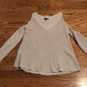 American eagle grey knit off the shoulder sweater
